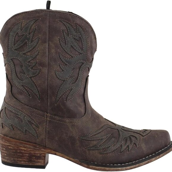 Women's Western Boot Faux Leather Ankle Boot 8 Womens Cowgirl Fashion - Picture 1 of 7